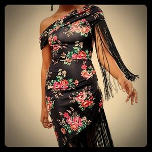 Slinky Fringe Midi Dress